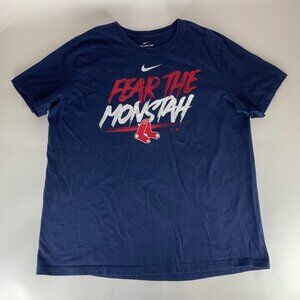 Boston Red Sox MLB Navy Blue Nike Fear The Monstah Short Sleeve Shirt Mens XL